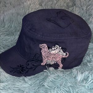 THE BLACK DOG NAVY w STUNNING EMBROIDERY NEW COTTON HAT